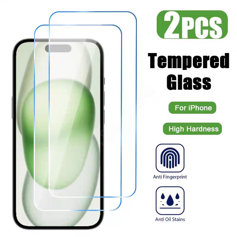2-Pack For iPhone 15 Plus Tempered Glass Screen Protectors