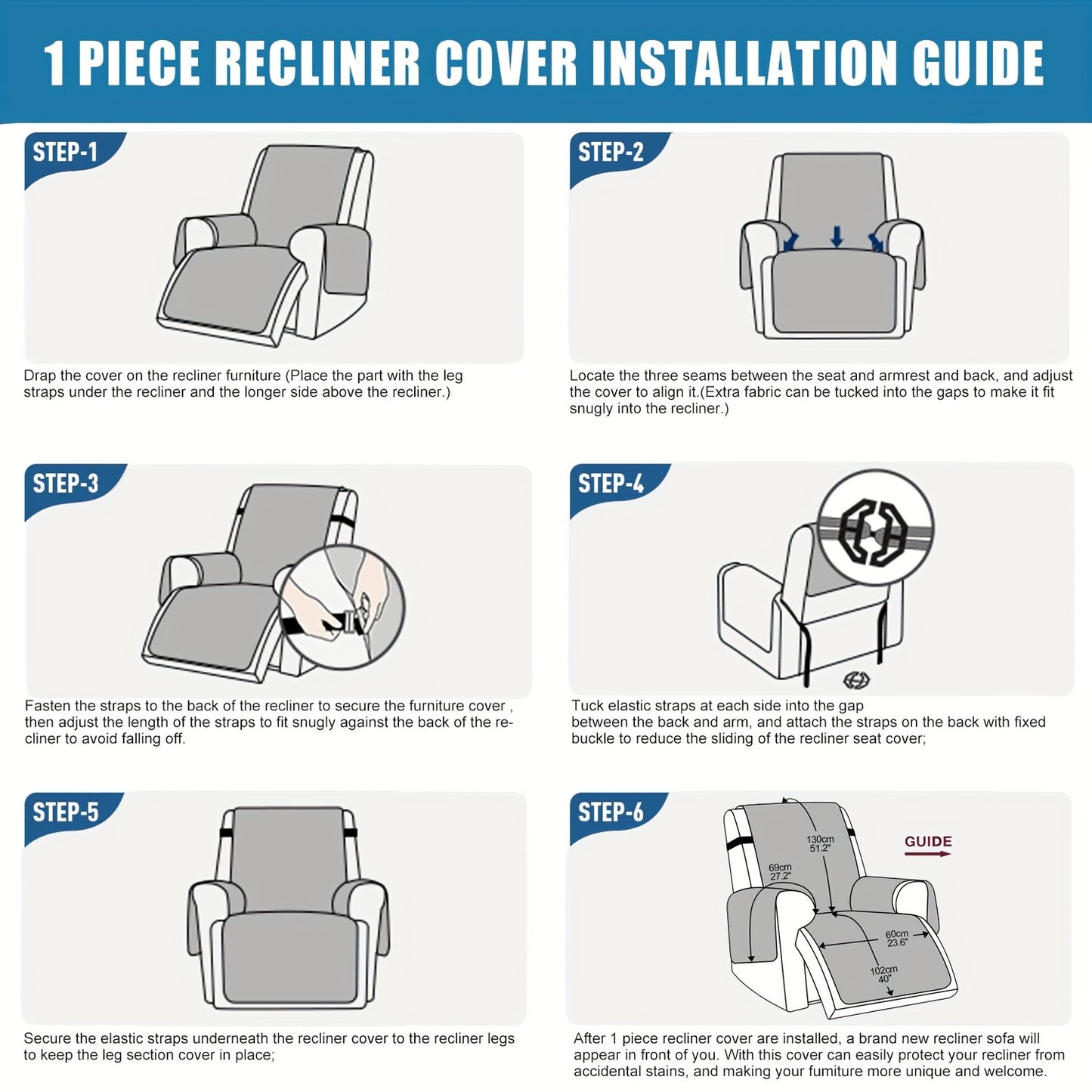 2pcs Waterproof Recliner Chair Non-Slip Cover