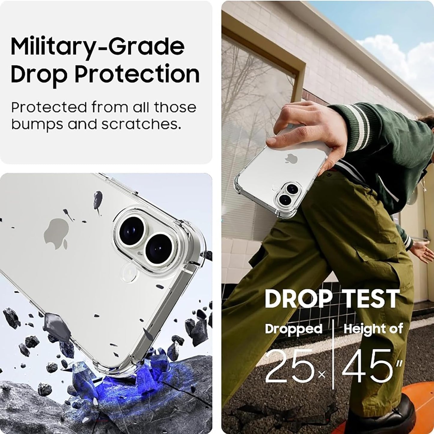 For iPhone 16 case Crystal Clear Shockpoof with Reinforced Corners Slim Fit Soft TPU Bumper
