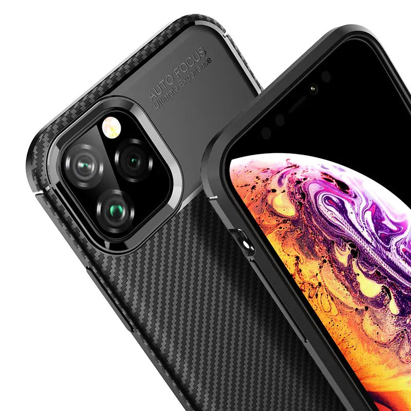 For Apple iPhone 13 Fiber Rugged Case TPU Cover,Black