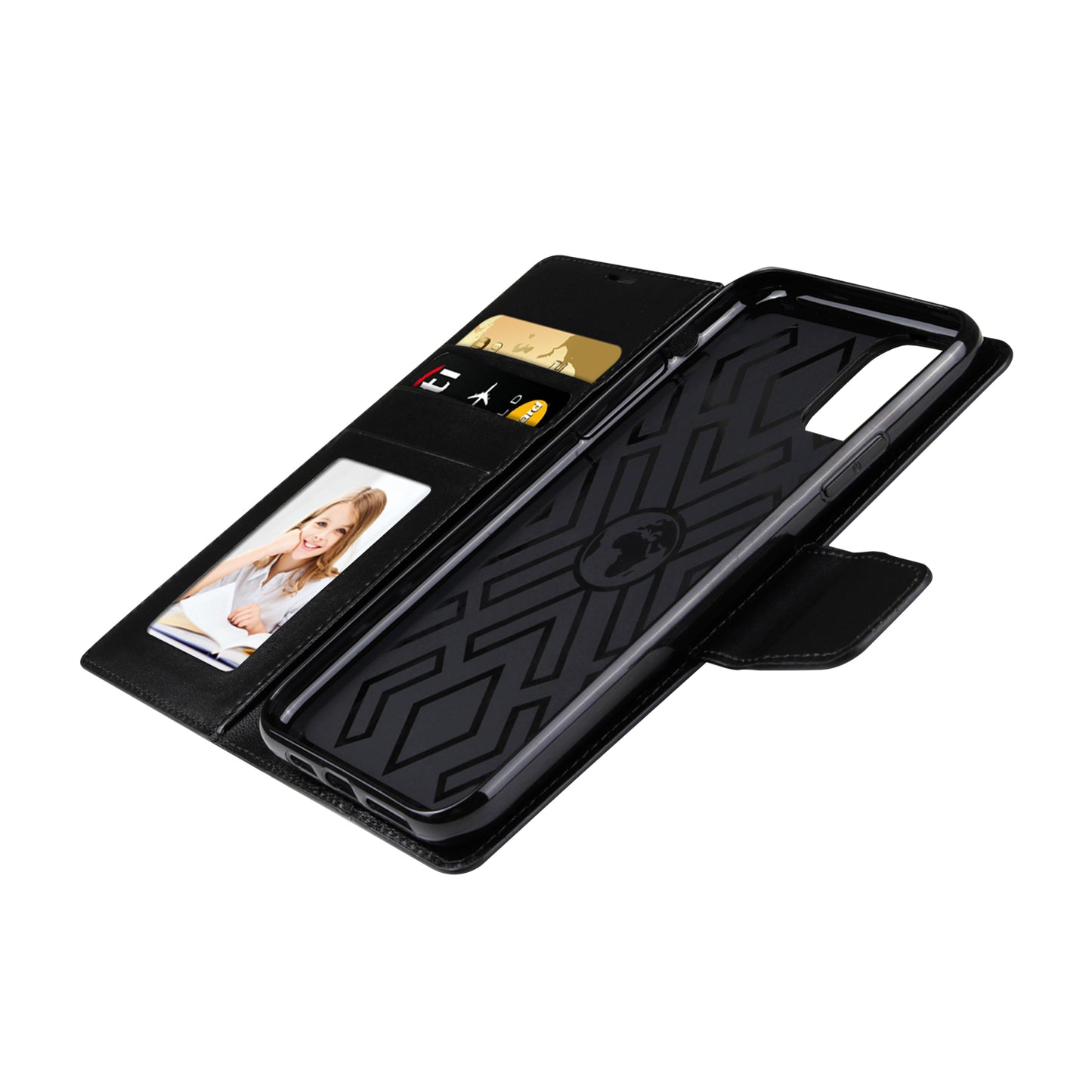 For iPhone 11 Pro Wallet Case with Lanyard Black+ 2 x Screen Protectors