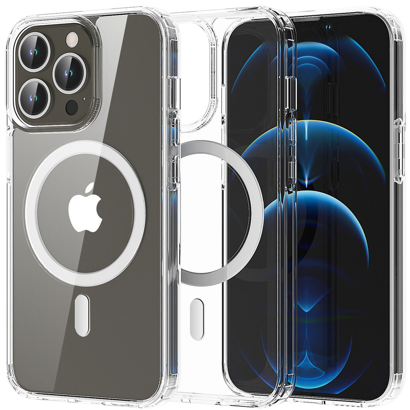For iPhone 15 Pro Max Clear Shockproof Magnet Cover