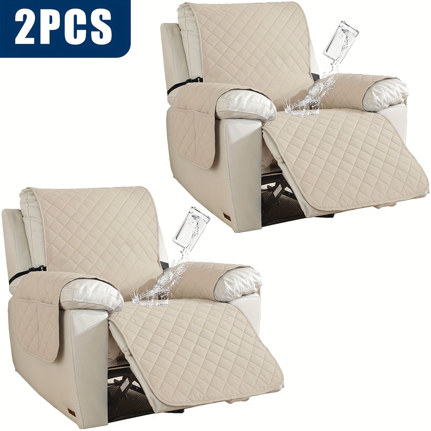 2pcs Waterproof Recliner Chair Non-Slip Cover
