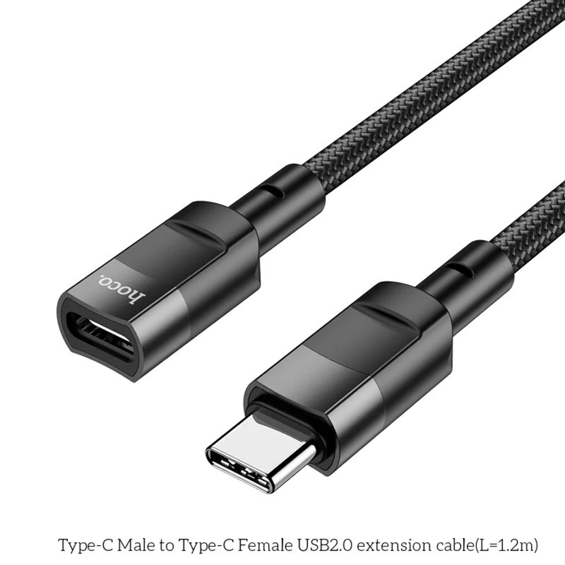 2 Packs USB-C Male to USB-C Female Adapter Plug Converter-1.2m