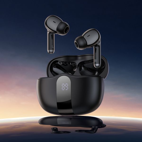 Bluetooth Wireless Earphones Stereo Headphones Earbuds with LED Display-Black