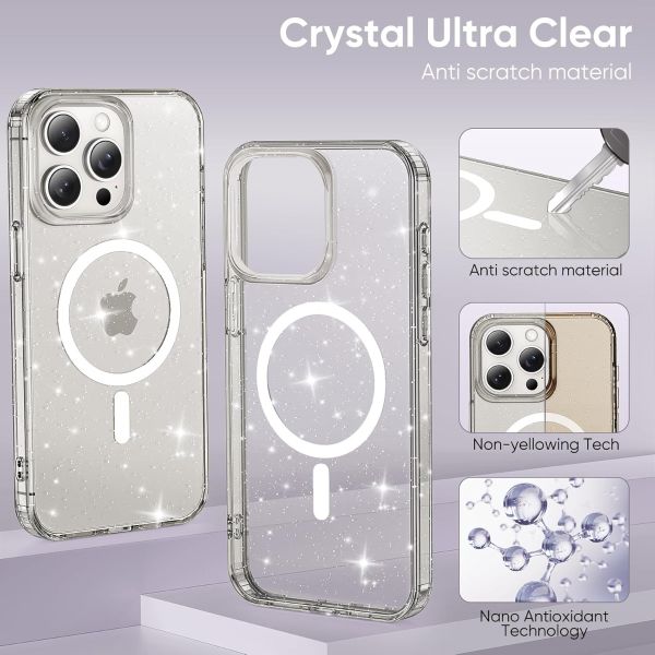 For iPhone 14 Pro Hard Glitter Shockproof MagSafe Case