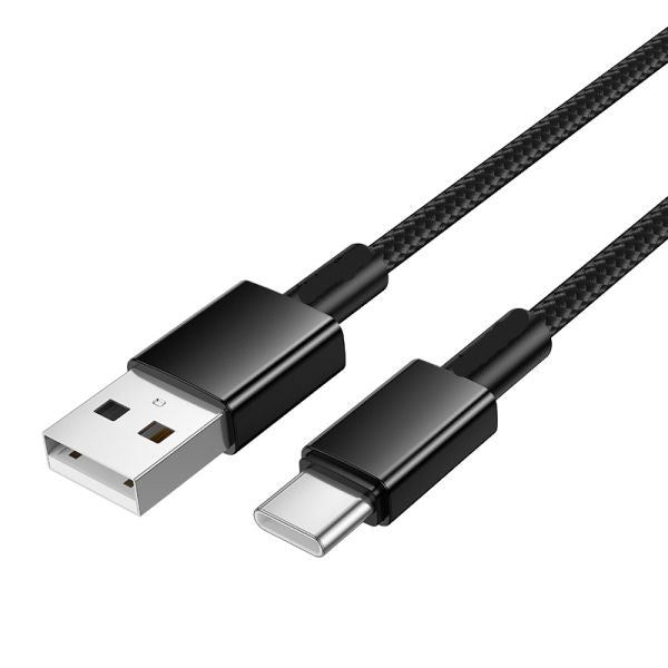 2PCs * 1M Durable  USB-A to USB-C Cable-Black
