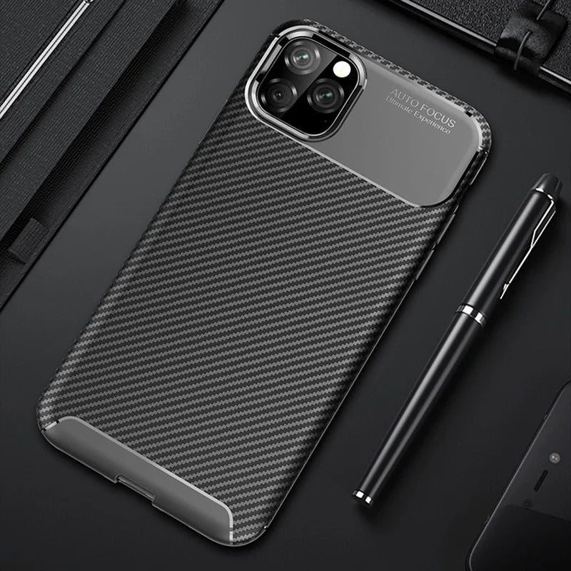For Apple iPhone 13 Fiber Rugged Case TPU Cover,Black