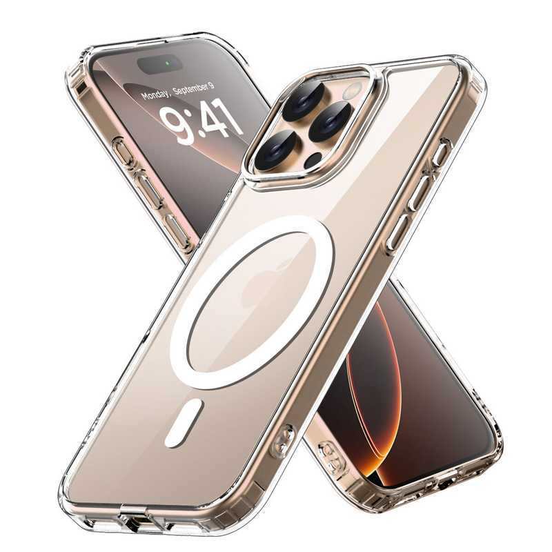 For iPhone 15 Pro Max Clear Shockproof Magnet Cover