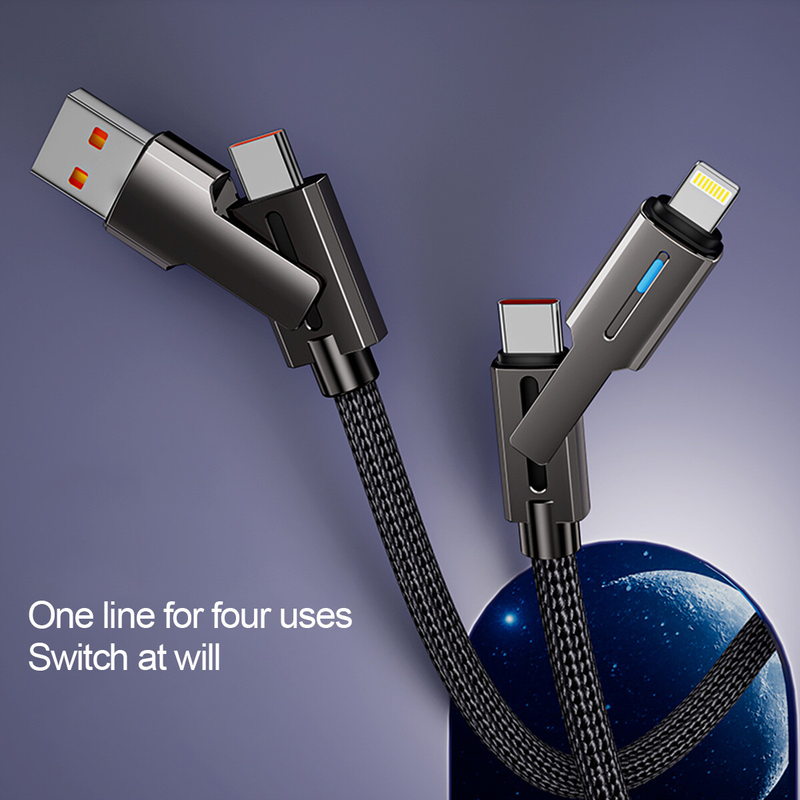 4 in 1 Multi USB Charging Type C to iPhone Fast Charging Cable for Samsung iPhone