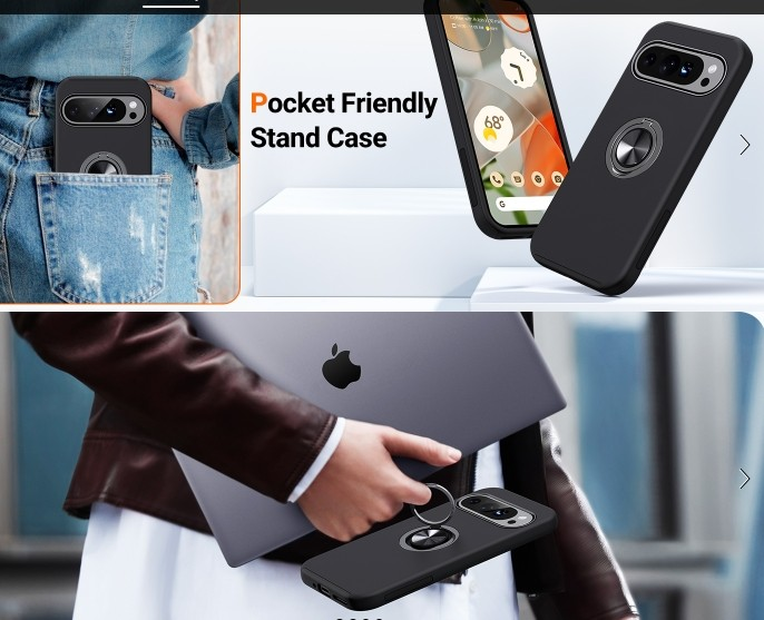 For Google Pixel 6a Shockproof Ring Magnetic Phone Case-Black