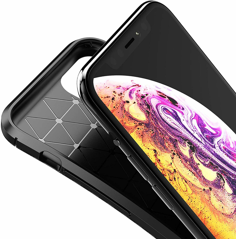 For Apple iPhone 13 Fiber Rugged Case TPU Cover,Black