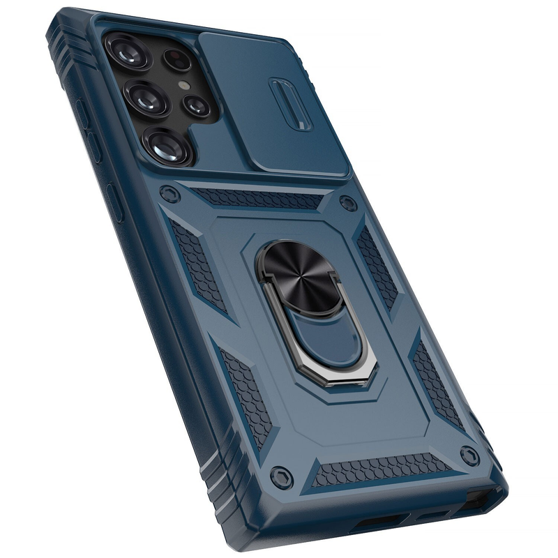 For Samsung Galaxy S22 Ultra Shockproof Case with kickstand-Blue