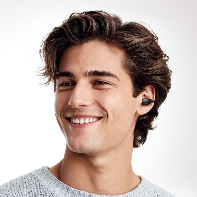 Wireless Bluetooth Ear Hook Earphones Sport Clip On Ear Buds-Black