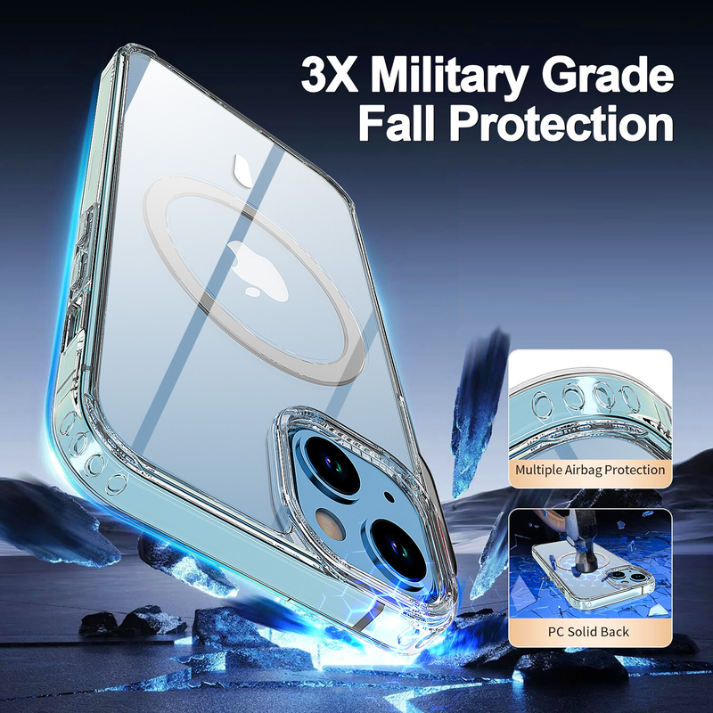 For iPhone 15 Clear Case MagSafe Shockproof Magnetic Cover