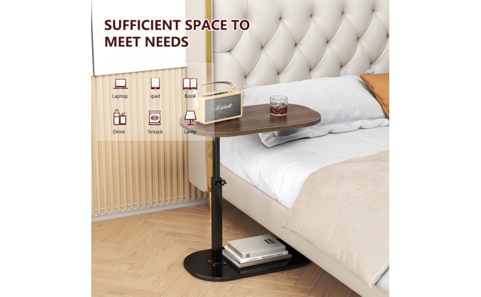 Small Height Adjustable C Shaped End Table for Sofa and Bed
