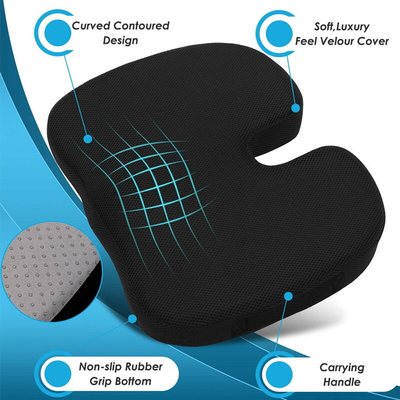 Seat Cushion Memory Foam Pad For Chair-Black Colour