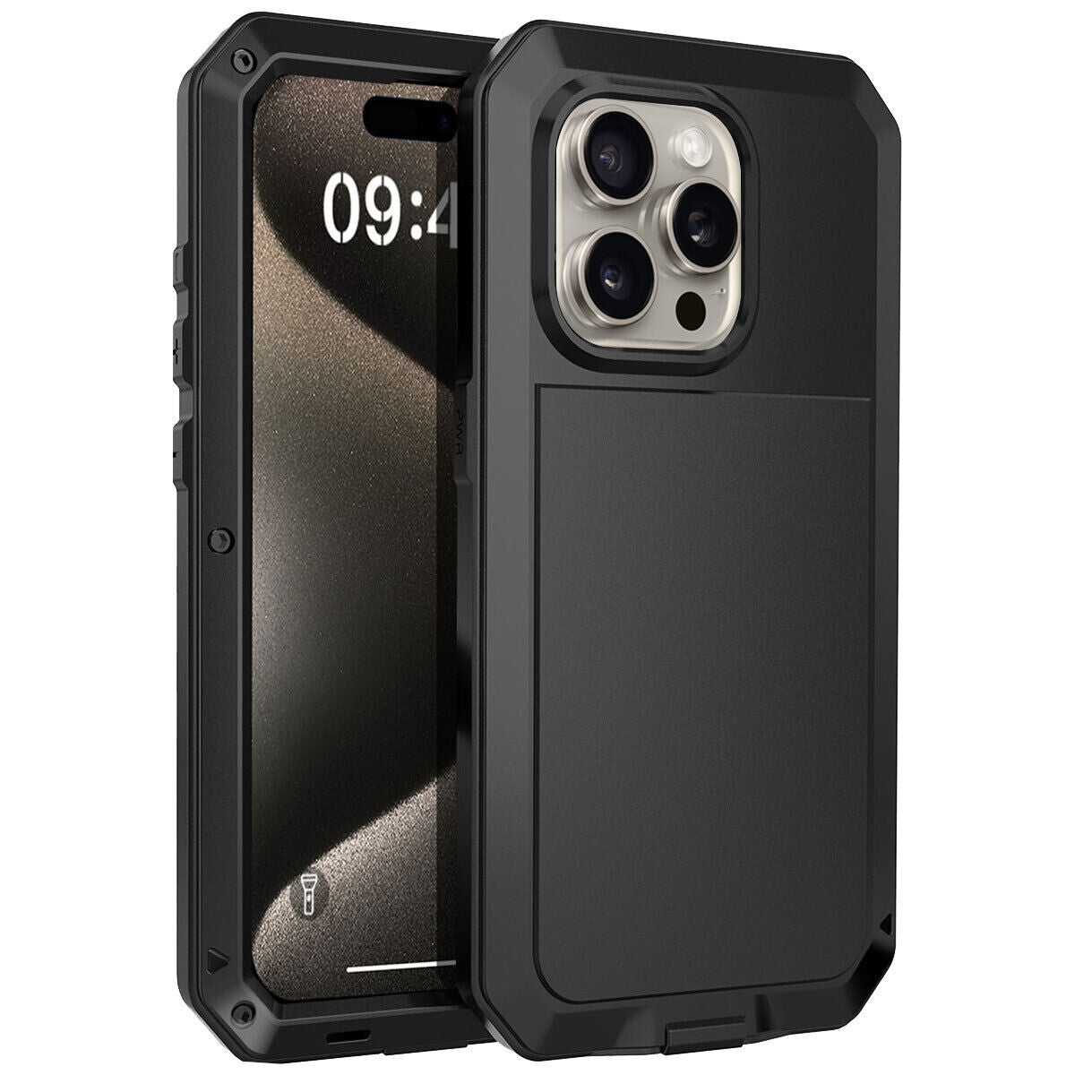 For iPhone 15 Pro Max Metal Case Shockproof Heavy Duty Cover