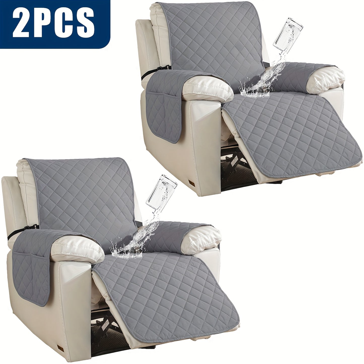 2pcs Waterproof Recliner Chair Non-Slip Cover