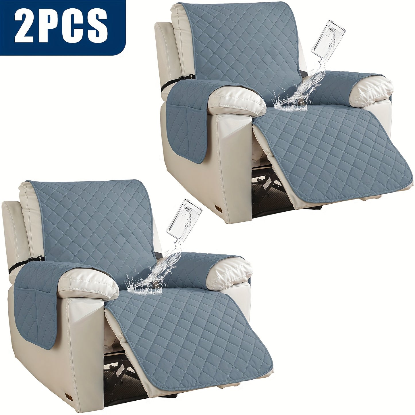 2pcs Waterproof Recliner Chair Non-Slip Cover