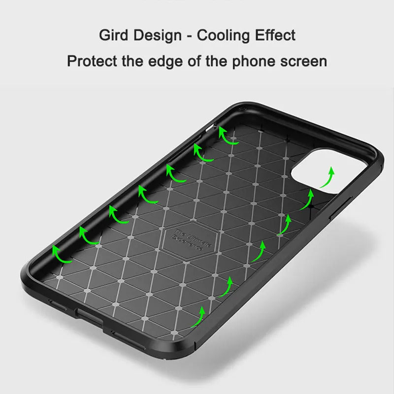 For Apple iPhone 13 Fiber Rugged Case TPU Cover,Black