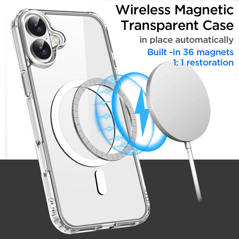 For iPhone 16 Plus Magnet Clear Protective Cover