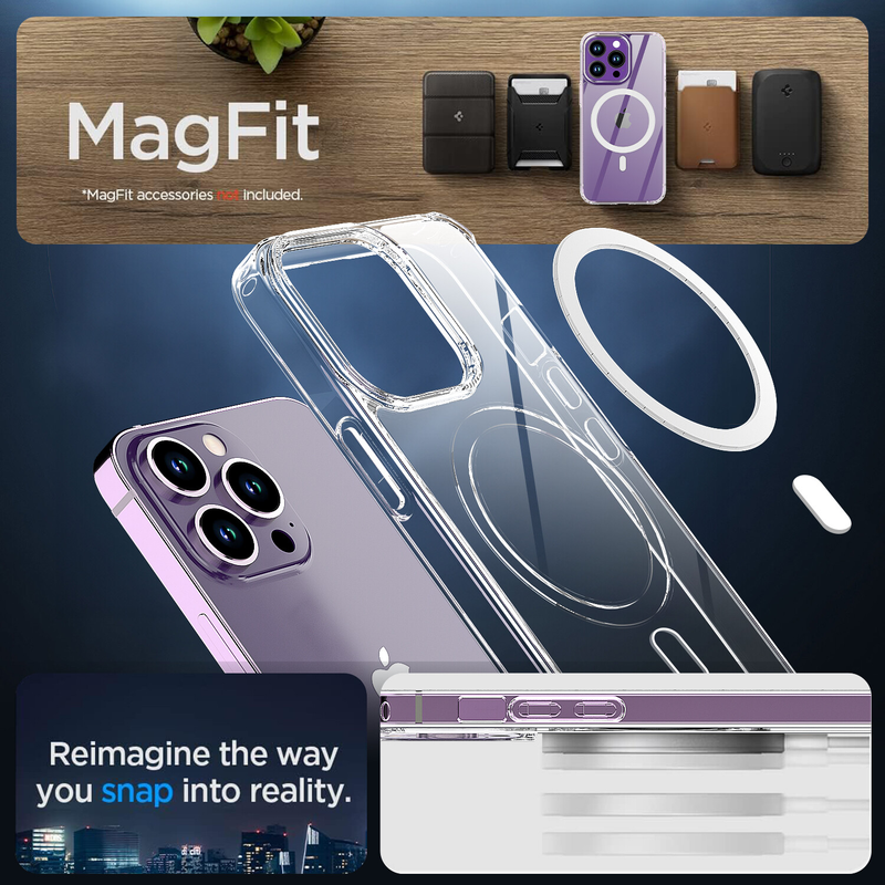 For iPhone 15 Pro Max Clear Shockproof Magnet Cover