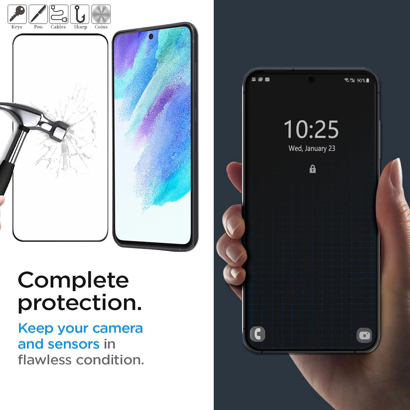 For Samsung Galaxy S21 FE 5G Full Cover Tempered Glass Screen Protector 2-Pack
