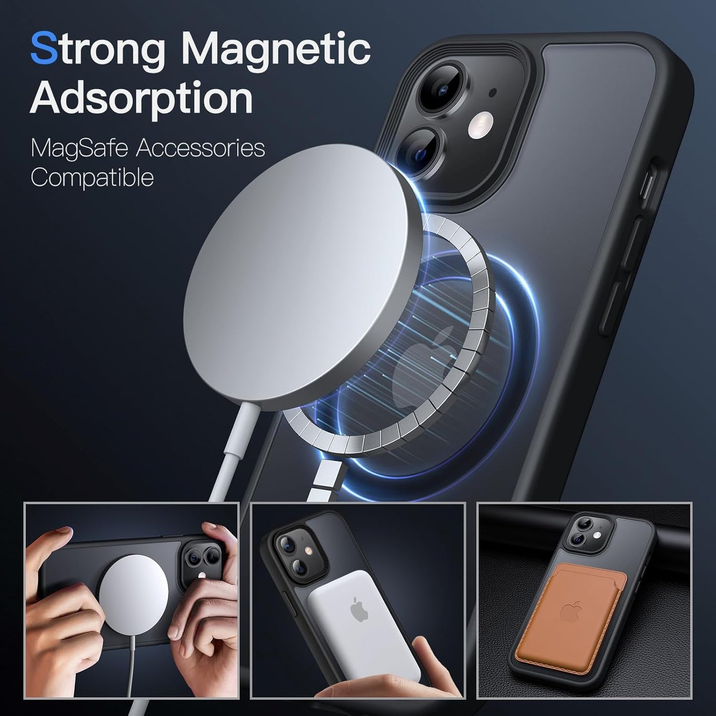 Magnetic Case for iPhone 12 Compatible with MagSafe, Translucent Matte Back