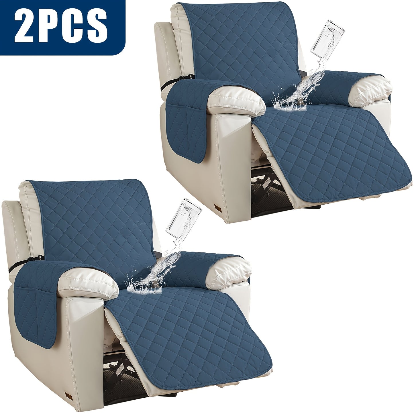 2pcs Waterproof Recliner Chair Non-Slip Cover
