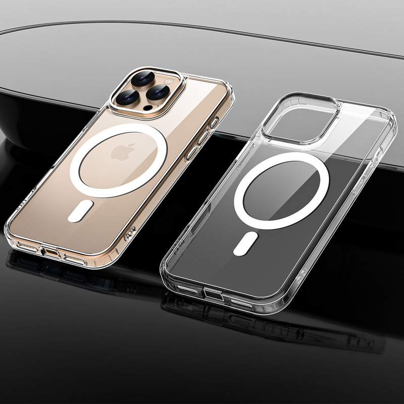 For iPhone 15 Pro Max Clear Shockproof Magnet Cover