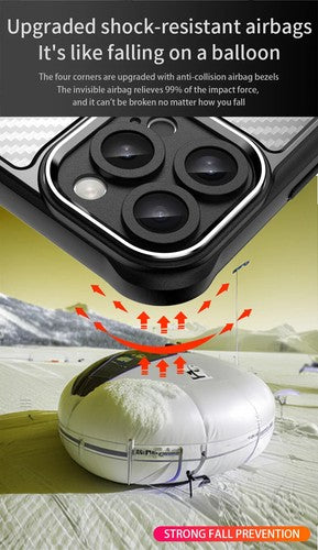 For Apple iPhone 16 Series Magnet Shockproof Carbon Fiber Case