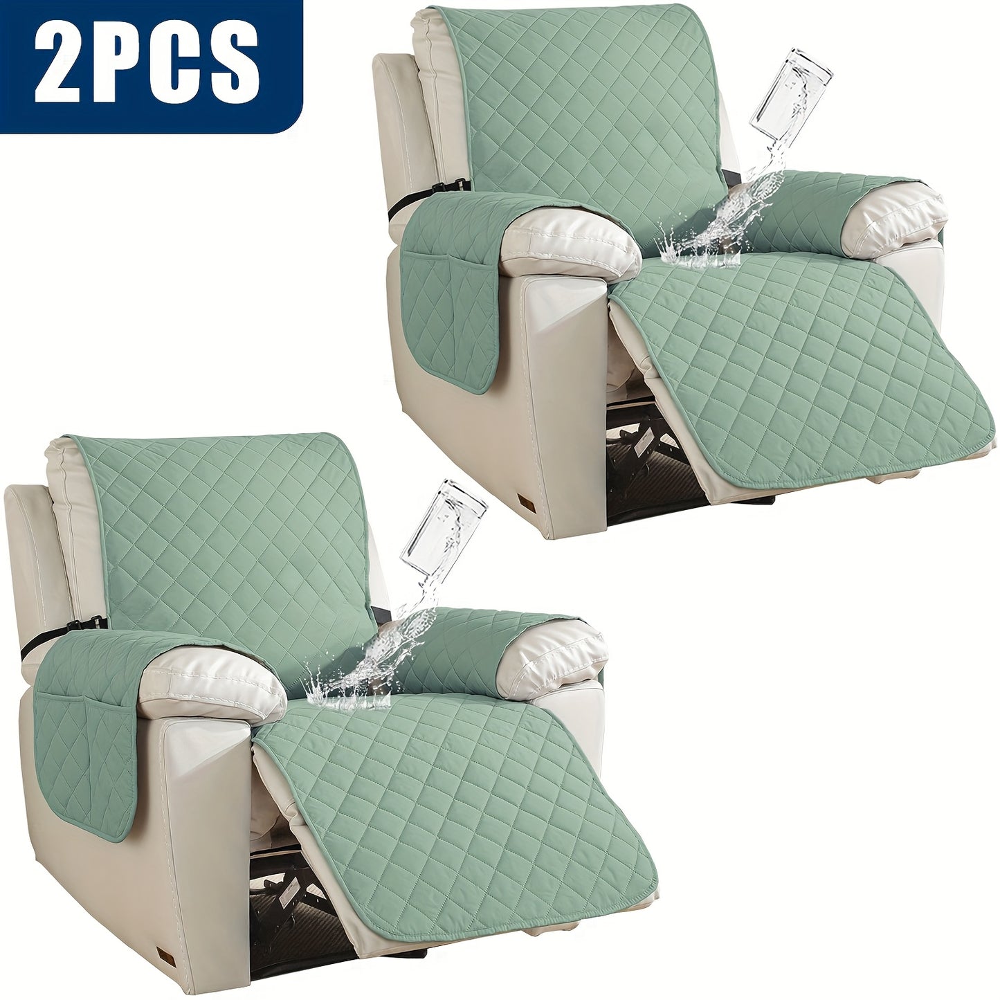 2pcs Waterproof Recliner Chair Non-Slip Cover