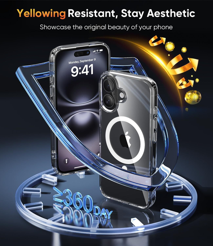 For iPhone 16 Plus Magnetic Case Clear Protective Cover