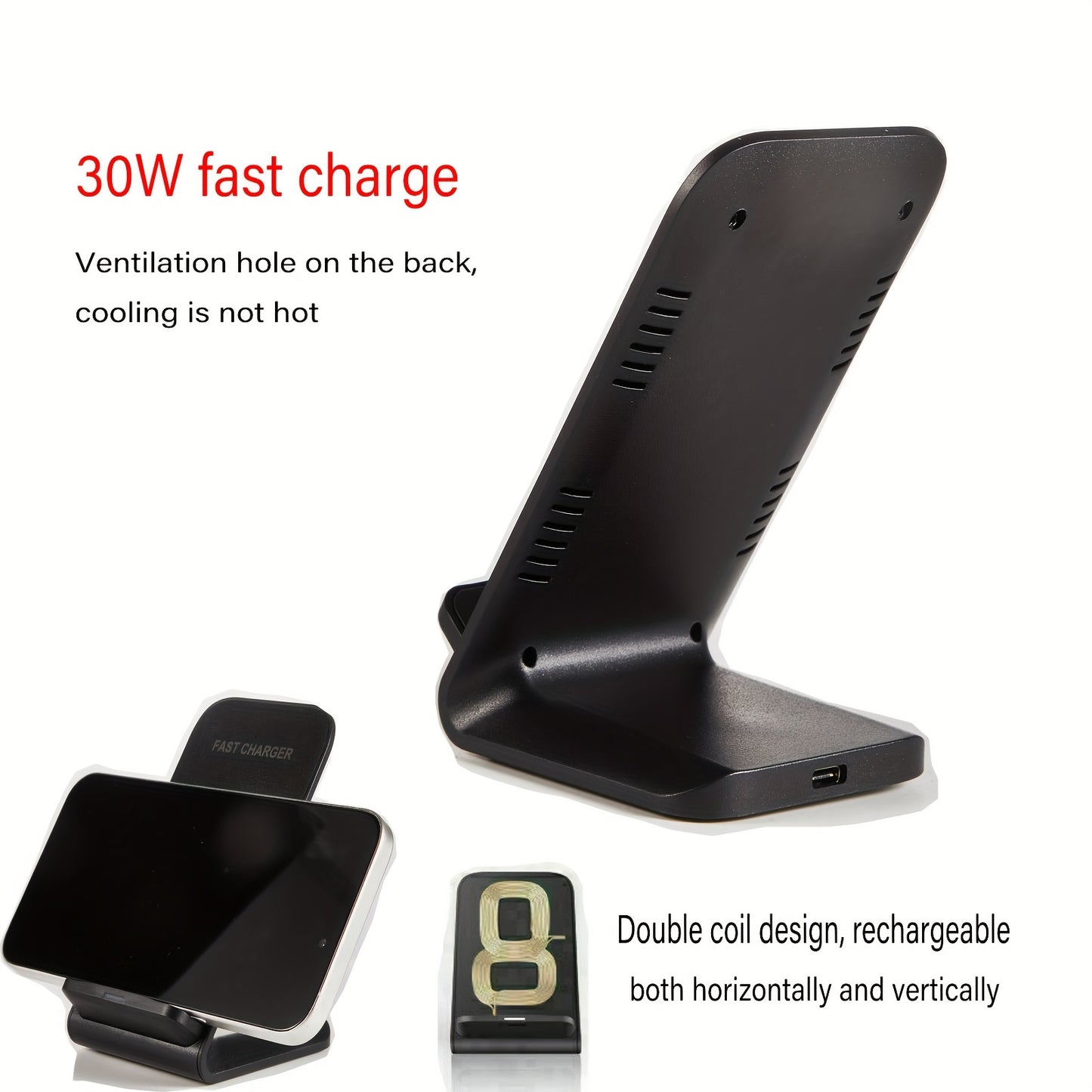 Universal Wireless Charger Stand Dock for Apple iPhone Samsung Android Phone