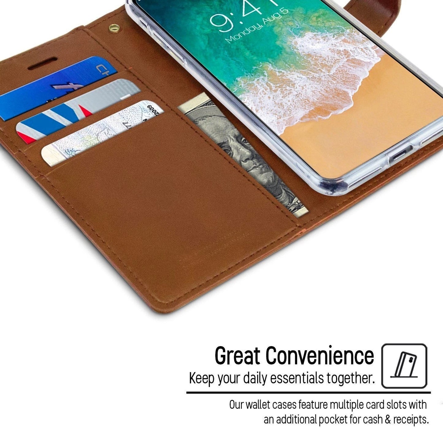 For iPhone 17 Pro Max Wallet Case-Brown