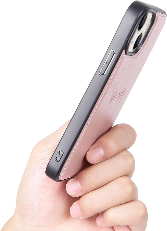 For iPhone 16 Pro Max Magnetic Detachable Rose Gold Wallet Case