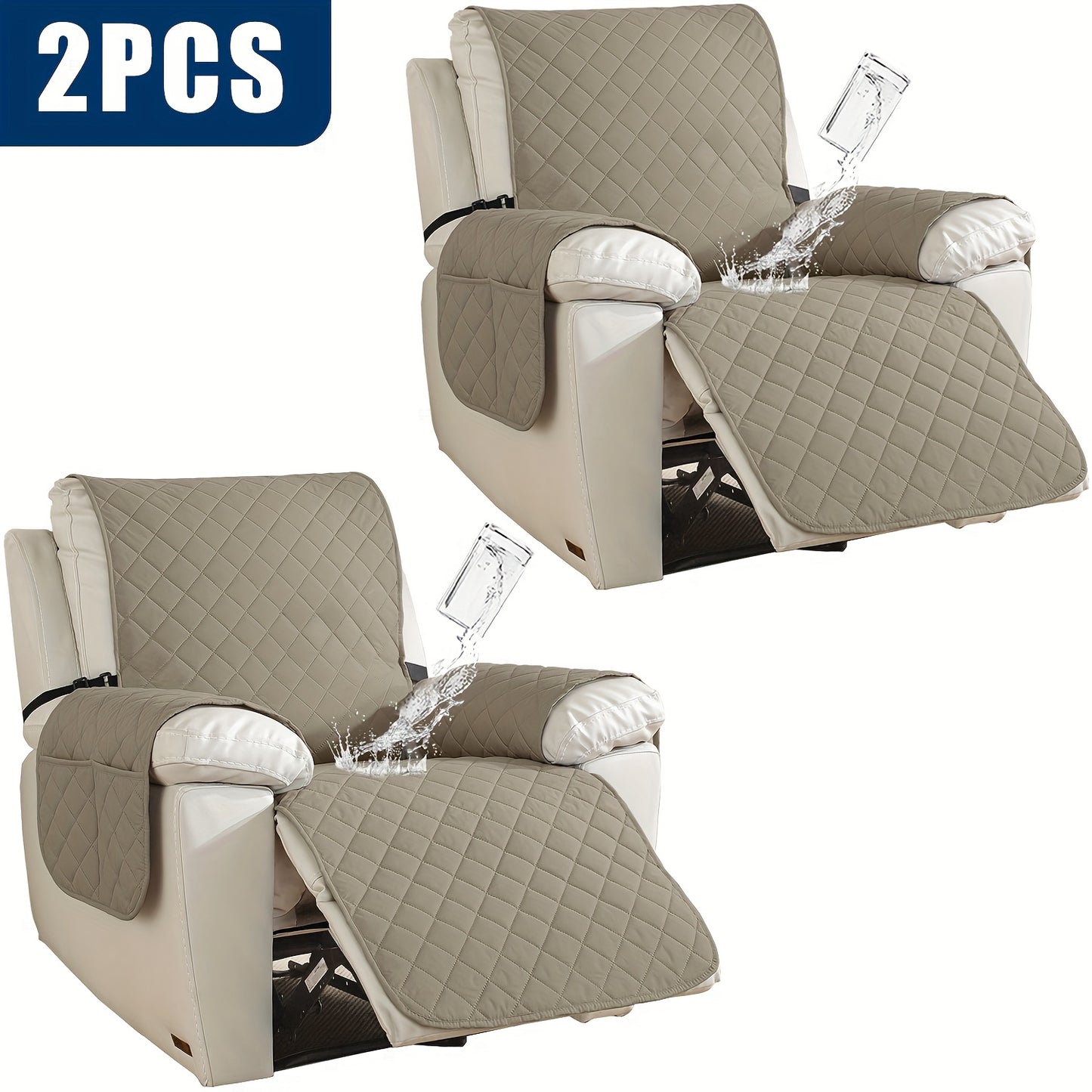 2pcs Waterproof Recliner Chair Non-Slip Cover