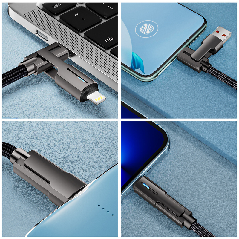 4 in 1 Multi USB Charging Type C to iPhone Fast Charging Cable for Samsung iPhone