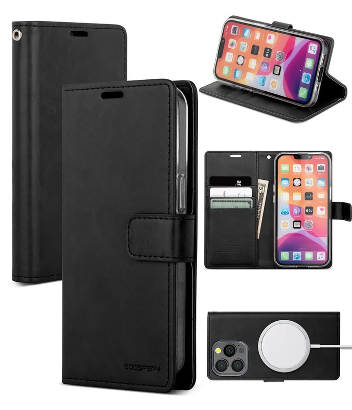Flip Wallet Case for iPhone 14 Pro Max-Black