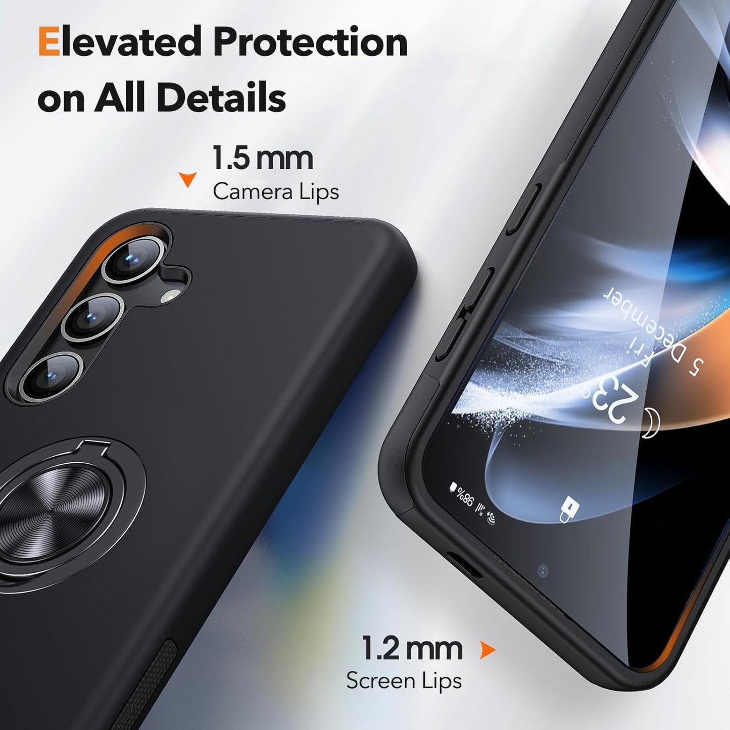 For Samsung Galaxy A56 5G Case with Ring Holder Kickstand Phone Case-Black