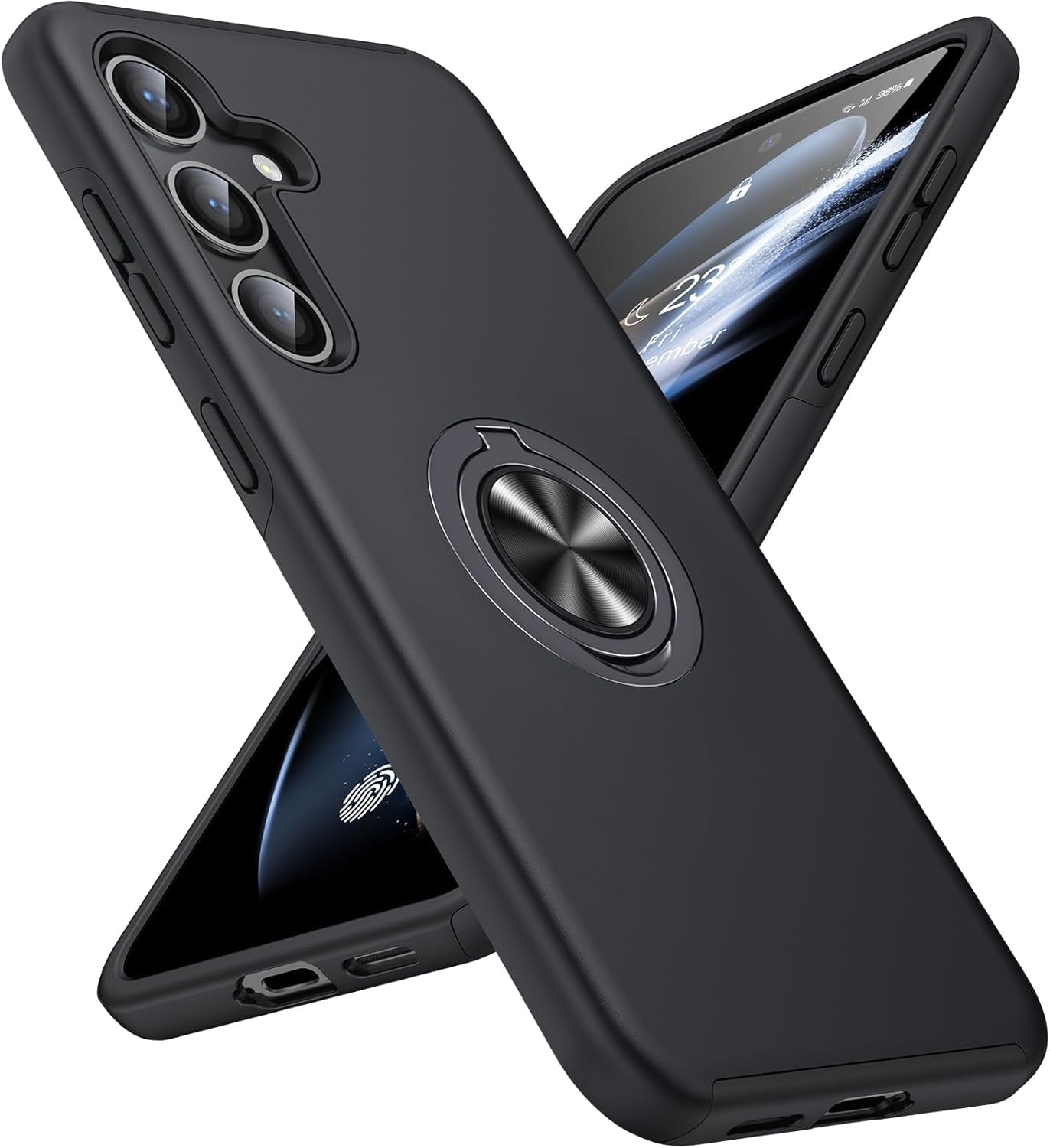 For Samsung Galaxy A56 5G Case with Ring Holder Kickstand Phone Case-Black