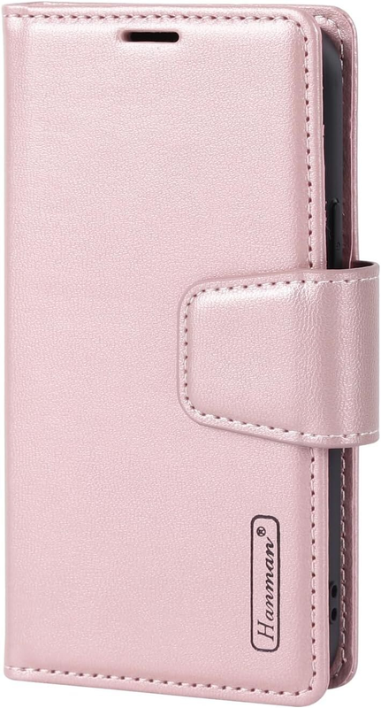 For iPhone 14 Plus Magnetic Detachable Rose Gold Wallet Case