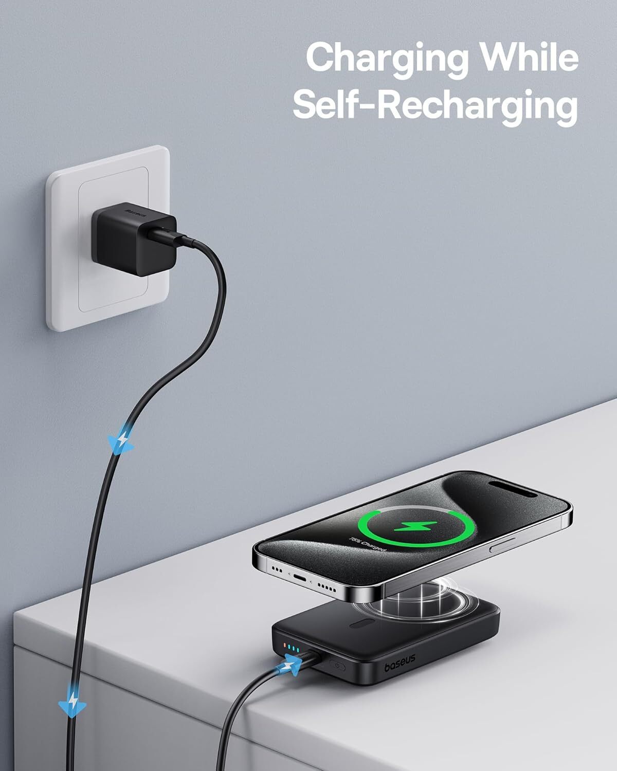 5000mAh Portable Power Bank Magsafe Charger Phone Holder For iPhone
