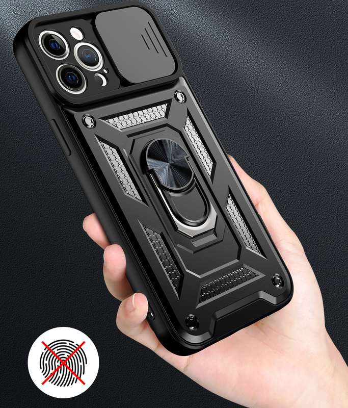 For Apple iPhone 14 Pro Shockproof Case with Kickstand Cover-Black