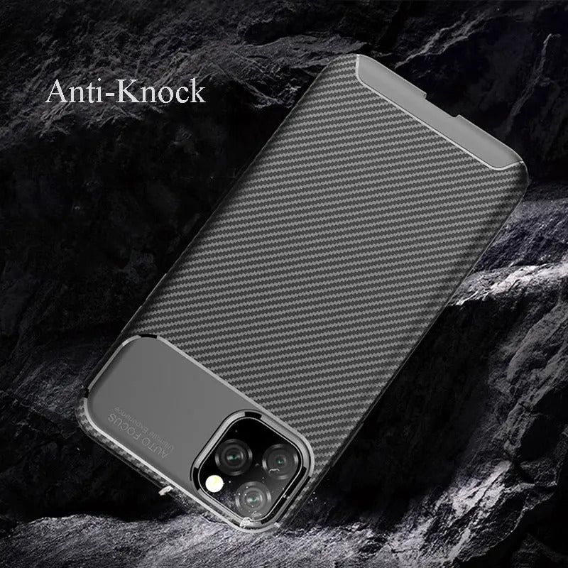 For Apple iPhone 13 Fiber Rugged Case TPU Cover,Black