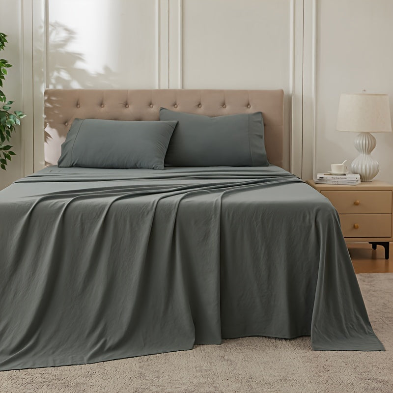 Soft Bed Sheet Set | Queen King Single Double - Flat Sheet, Fitted Sheet, Pillowcase