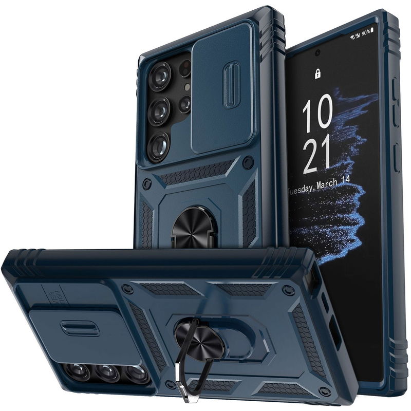 For Samsung Galaxy S22 Ultra Shockproof Case with kickstand-Blue