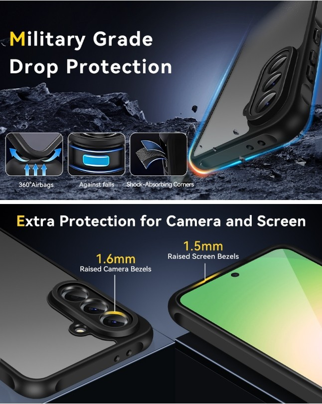 Matte Phone Case for Samsung A35 5G Shockproof Cover-Black
