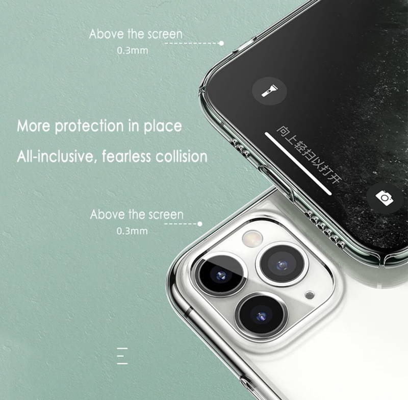 For iPhone 12 Pro Max Case Ultra Thin Clear Soft Silicone Shockproof Cover